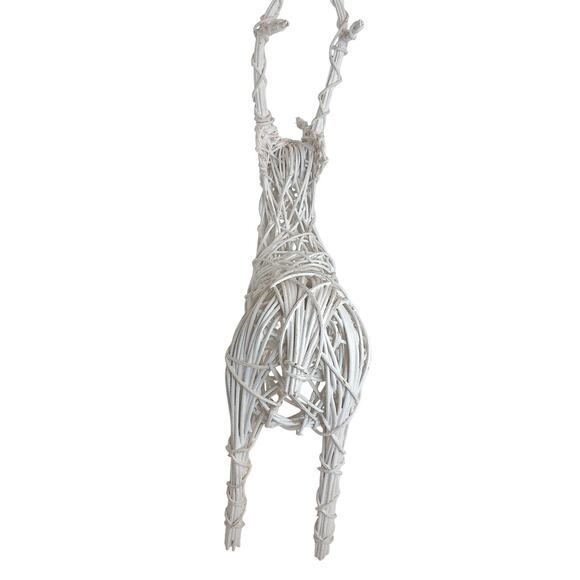 Vintage White Twig Rattan Christmas Holiday Reindeer - Picture 8 of 8